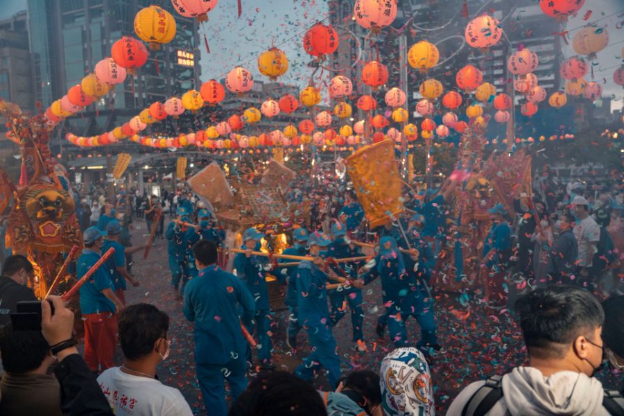 Street festival with lanterns