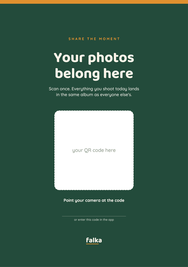 Dark green printable wedding sign reading Your photos belong here.